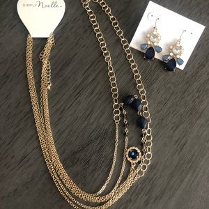 Multilayered necklace and earring set ! +BONUS!!